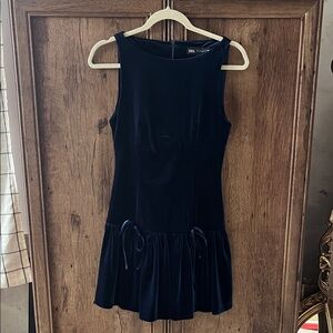 Zara Midnight Blue Velvet Mini Dress